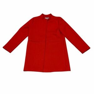 H&M bright orange coat hidden snaps structured style deep pockets size 8